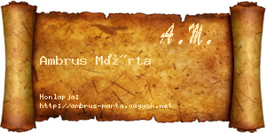 Ambrus Márta névjegykártya