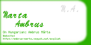 marta ambrus business card